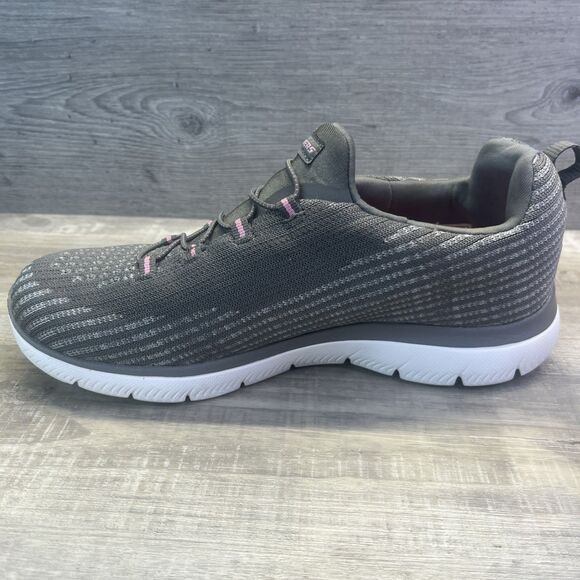 Skechers Summits Cool Dash Gray Light Pink Slip On Bungee Lace Shoes Womens Sz 9 - Picture 6 of 12